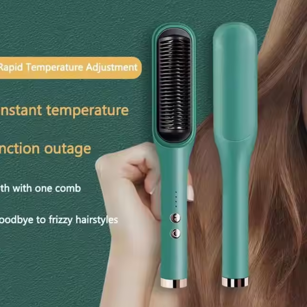 Hair Straightener Brush with PTC Ceramic Heating: