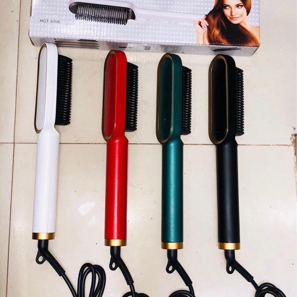 Hair Straightener Brush with PTC Ceramic Heating: