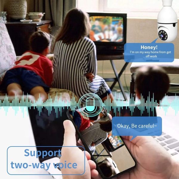 Bulb Camera 1080p Wifi 360 Degree Panoramic Night Vision / Home Security Full Hd Cctv Camera