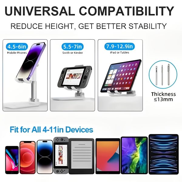 Foldable & Adjustable Mobile Phone And Tablet Stand | Flexible Desktop Mount & Lazy Bracket Support For All Devices (random Color)