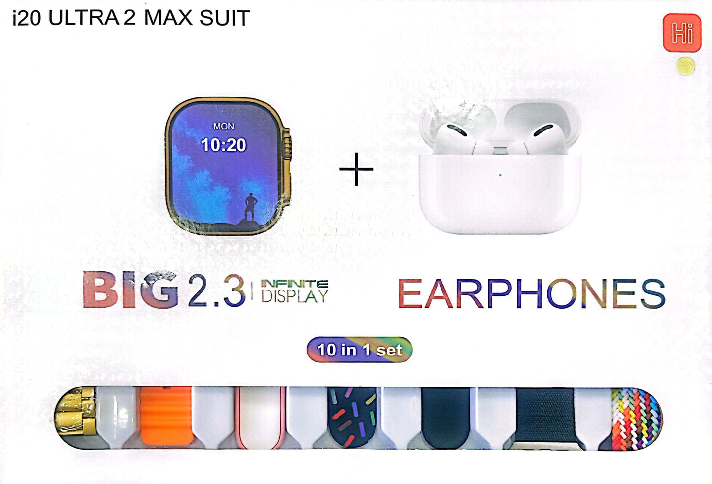 I20 Ultra Max Suit Smart Watch 10 In 1 Box 2.3inch Large Screen With 7 Strips Smartwatch With Airpords2 (random Color)