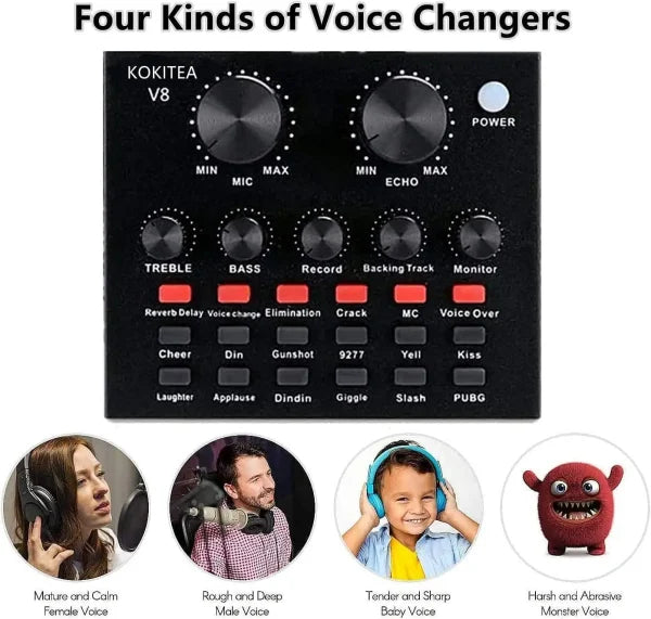 Podcast Mic Set With Live Sound Card,condenser Microphone With Rechargeable 12 Kinds Of Auxiliary Background For Karaoke Singing, Youtube Recording