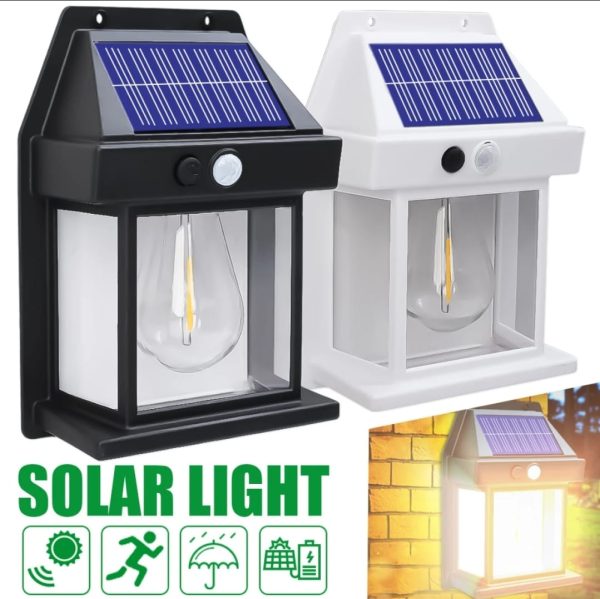 Solar Power Motion Sensor Human Body Induction Led Wall Light Waterproof Tungsten Filament Lamp Outdoor Garden Courtyard Light
