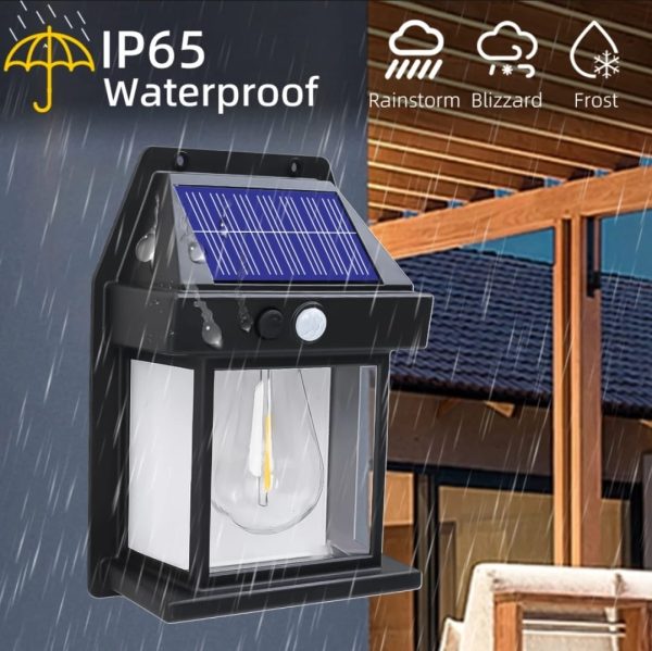 Solar Power Motion Sensor Human Body Induction Led Wall Light Waterproof Tungsten Filament Lamp Outdoor Garden Courtyard Light