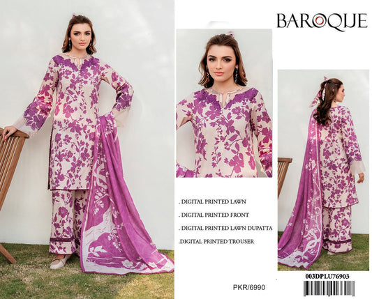 BAROQUE AIRJET LAWN DIGITAL PRINT ALLOVER VOLUME 3Pc
