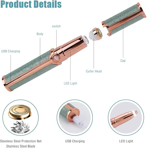 2 In 1 Flawless Facial Hair Remover Rechargeable Waterproof Shaver.