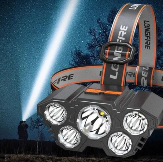 5 Led Headlamp Rechargeable Powerful Head Lamp With Built-in Battery Outdoor Camping Headlight Head Flashlight Head Light