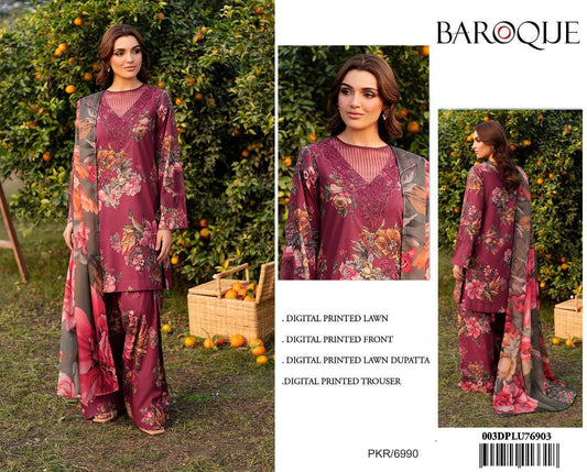 BAROQUE AIRJET LAWN DIGITAL PRINT ALLOVER VOLUME 3Pc