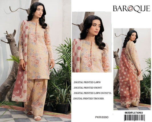 BAROQUE AIRJET LAWN DIGITAL PRINT ALLOVER VOLUME 3Pc