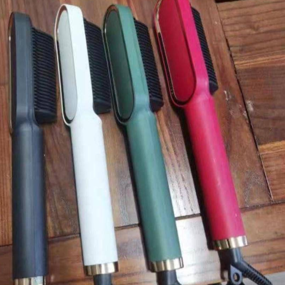Hair Straightener Brush with PTC Ceramic Heating:
