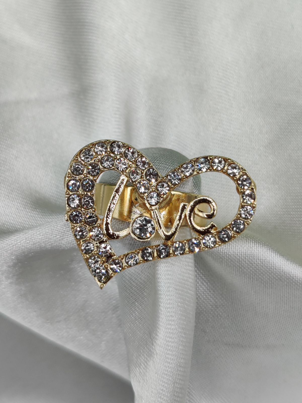 1 Piece Imported Radiant Love Heart Crystal Ring – Shimmer With Elegance | Luxurious Design Ring | Adjustable Ring | Ring For Girls & Women