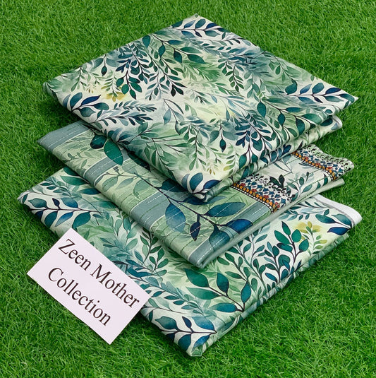 3PCS ZEEN MOTHER LAWN COLLECTION BEST WORLD CLASS QUALITY.