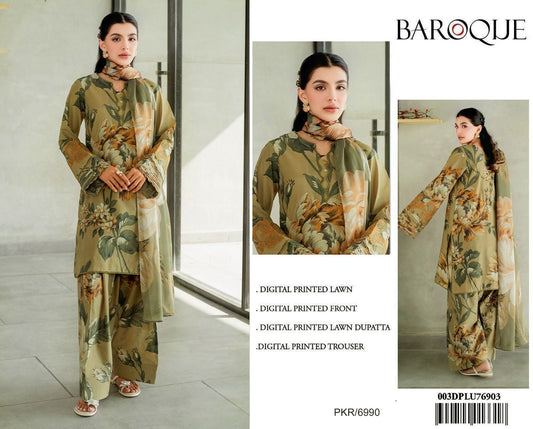 BAROQUE AIRJET LAWN DIGITAL PRINT ALLOVER VOLUME 3Pc