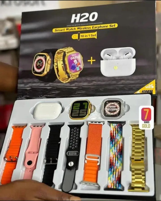 Long Battery H20 Ultra Smartwatch 10 In 1 + Free Airpods