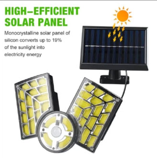 3-headed Led Solar Wall Lamp With Solar Plate Human Body Induction Night Light.