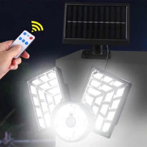 3-headed Led Solar Wall Lamp With Solar Plate Human Body Induction Night Light.