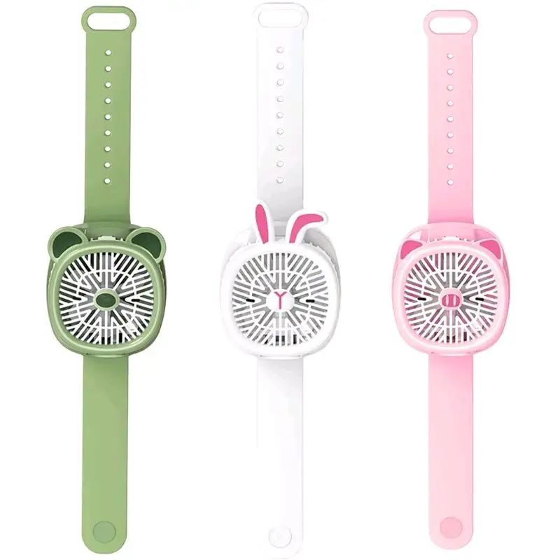 Watch Fan Cartoon with Wrist Strap Rechargeable 3Levels Adjustable Handheld Fan